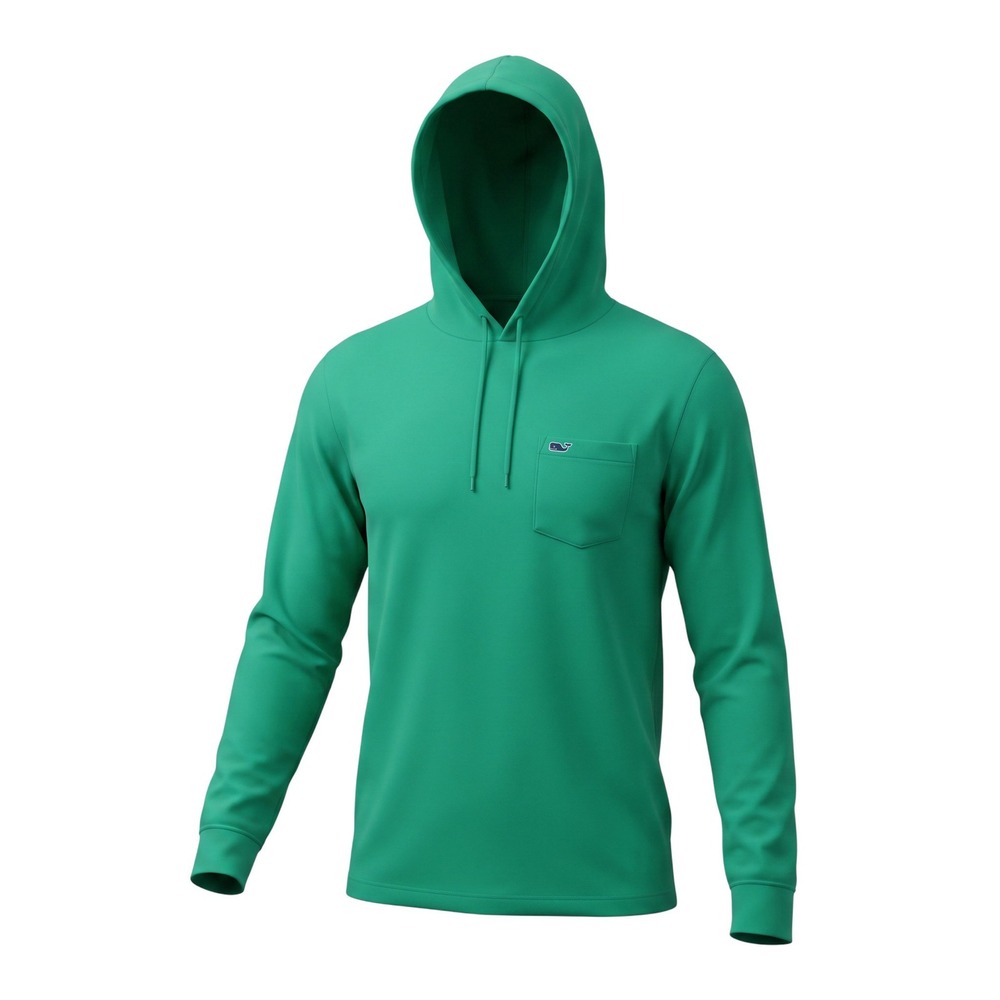 Vineyard Vines Mens Small Green Pima Cotton Long Sleeve Pocket Hoodie T-Shirt